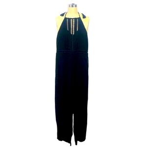 NWT LUSH Size Large Women’sBlack Halter Jumpsuit Rayon summer special events
